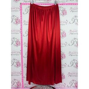 Skirt slip shiny sexy Red Satin Maxi Slip Skirt